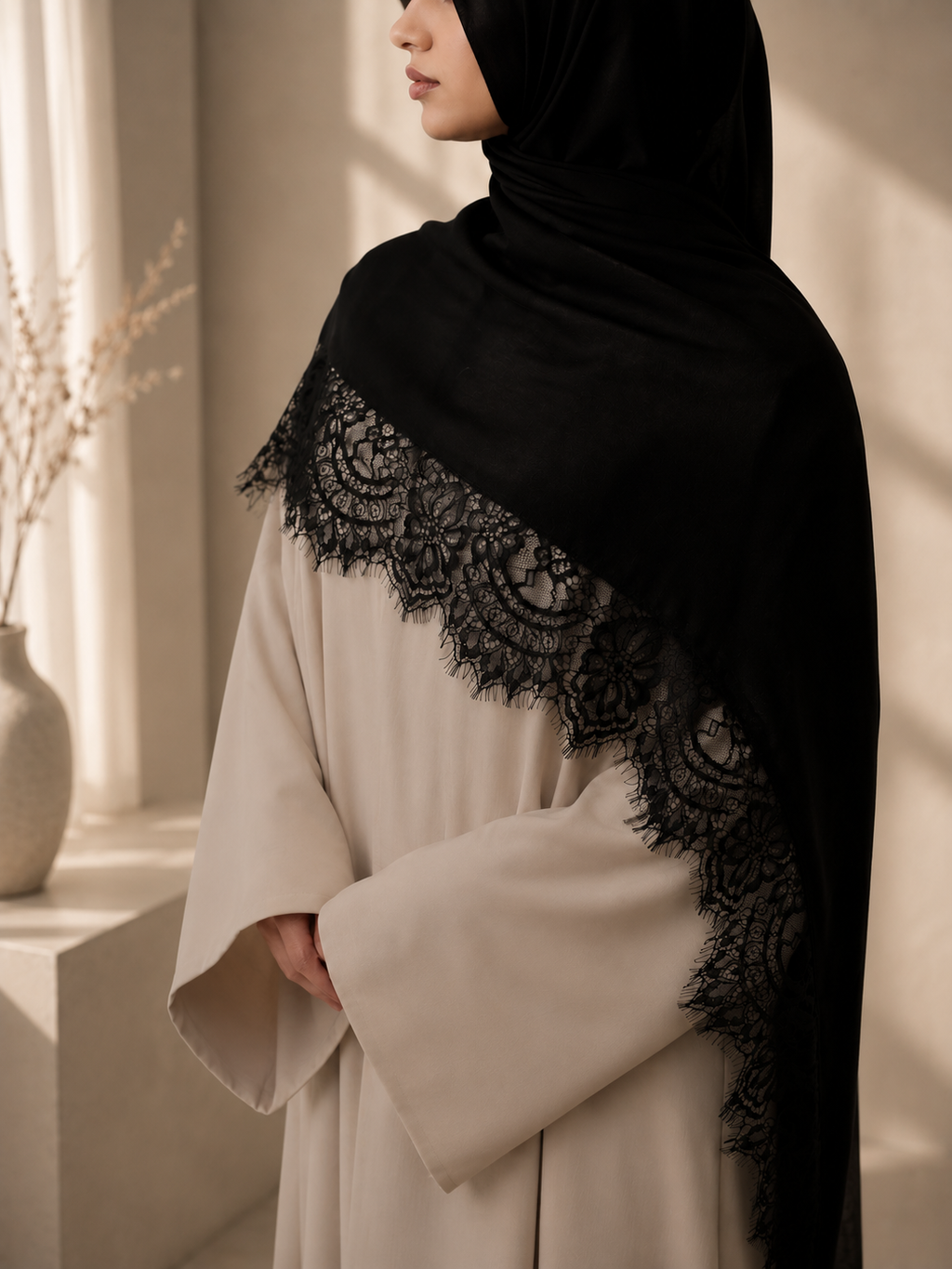 Lace Modal Hijab (Kohl)