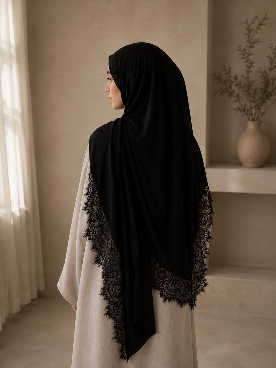 Lace Modal Hijab (Kohl)